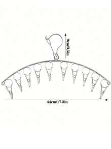 1pc 10 Clip/20 Clip Stainless Steel Clothes Hanger, Thickened Clothes Hanger Suitable For Socks, Bras, Underwear, Gloves, With Wind Proof U-Hook Outdoor Clothesline