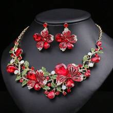 1 Bộ trang sức gồm 3 món, thiết kế hoa thanh lịch sang trọng, thích hợp cho cô dâu dự tiệc cưới - bộ trang sức - Xem 6