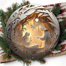 20x20cm runde Metallwandkunst mit lebendiger Darstellung der Weihnachtsgeschichte, vorgebohrte Löcher für einfaches Aufhängen, Hochauflösender Druck, geeignet für Wohnzimmer, Schlafzimmer und mehr