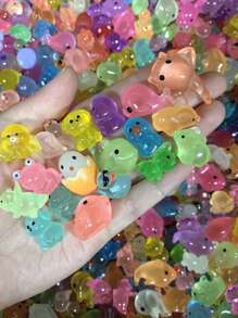 8/20/50pcs Glow-In-The-Dark Resin Mini Animal Statuettes, Luminous Duck, Dolphin, Frog, Rabbit, Tortoise, Stake Mount, No Electricity Needed, Suitable For Garden, Party, Miniature Landscape, Aquarium, Doll House Decor Outdoor Decor Garden Decor Home Decor
