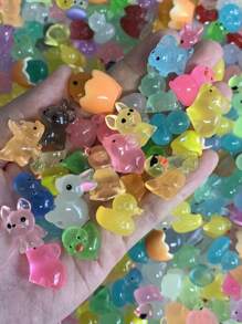 8/20/50pcs Glow-In-The-Dark Resin Mini Animal Statuettes, Luminous Duck, Dolphin, Frog, Rabbit, Tortoise, Stake Mount, No Electricity Needed, Suitable For Garden, Party, Miniature Landscape, Aquarium, Doll House Decor Outdoor Decor Garden Decor Home Decor