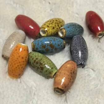 10 件陶瓷釉面椭圆形珠子，1.6 厘米/0.63 英寸，是 DIY 珠宝制作、耳环、项链、手链、家庭互动礼物的完美配件