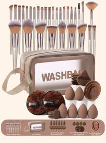 50支/42支/30支/19支化妆刷及海绵工具全套。包含30支化妆刷套装、柔软化妆刷、美妆刷、眼影刷、眉刷、双头刷、化妆刷套装、全套化妆工具、化妆刷套装、化妆礼盒套装。 - 棕色 - 查看 15