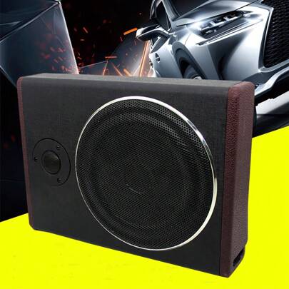 8Inch 600W Car Under Seat Slim Amplifier Active Subwoofer Audio Bass Box Speaker
