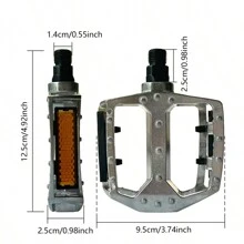 1 Pair Aluminum Alloy Bicycle Pedals, Mountain Bike Pedals, Universal, Anti-Skid, With Reflective - Silver - View 3