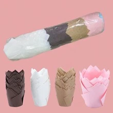 LIFETALK Solid Tulip Paper Muffin Cake Baking Cups
