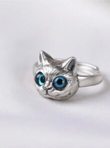 1pc Vintage Silver Owl Ring, Unique Style Fashion Jewelry For Men And Women