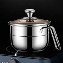 1pc不锈钢奶锅婴儿辅食锅煮面泡面方便面热牛奶家用专用浓汤锅蒸锅小锅 - 銀色 - 查看 6