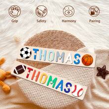 1 PC Customized Name Puzzle, Customize Your Name, Multiple Colors, Can Be Matched With Cute Elements, Wooden Educational Early Learning Toys, Baby Christening Anniversary Gift