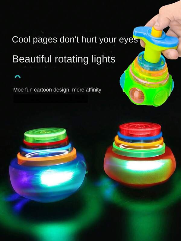 1 Gyroscope UFO musical éclairé par LED intéressant, jouets giratoires clignotants et lumineux avec musique, mise à niveau des jouets lumineux, fournitures pour fête dans l'obscurité, cadeaux d'anniversaire (certaines pièces ont des couleurs aléatoires)