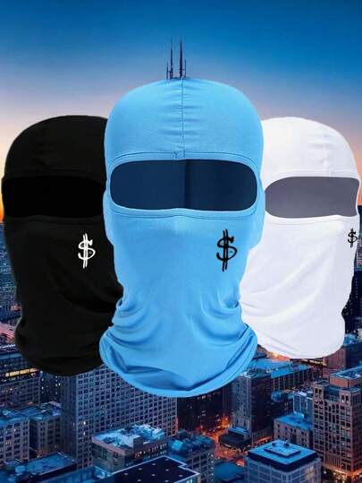 Juego de 3/1 piezas Pasamontañas con estampado de dólar unisex, bufanda de cuello para refrescarse en verano, protector UV, para motocicleta, esquí, uso al aire libre, con absorción de humedad y secado rápido, cortavientos, sombrero protector solar