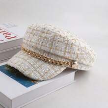 Classic Beret Hat, Vintage Flat Top Sun Hat, Painter Cap, Fashionable Hat, Made Of Coarse Woolen Fabric, Featuring Rugged Yet Refined Texture, Inherent Retro Elegance, Quintessential For "Petit X" Style