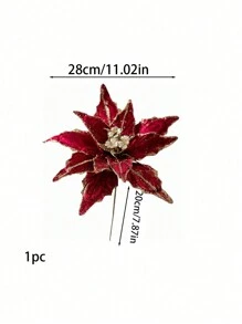 1 pieza de 28 cm Flor de Navidad artificial de peluche color dorado champán para decoración navideña