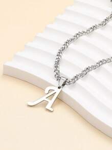 Initial Letter A-Z Stainless Steel Pendant Necklace, Suitable For Men And Women, Gold/Silver Plated Cuban Chain Initial Necklace, Male Jewelry Gift For Christmas, New Year Holiday