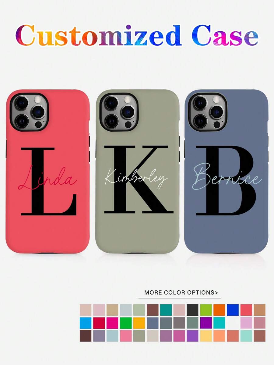 Customized Initial Signature Multi-Color Shockproof Soft Phone Case Protective Cover, Personalized Name Phone Case For A13, A14, A15, A16, A73, A33, A34, A35, A36, S22, S23, S24, S25, S21 Ultra,2025phonecase - Multicolor - View 1
