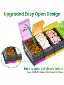 1pc Travel Pill Box Extra Large Pill Organizer 2 Times A Day, Weekly XL AM PM Pill Case, 7 Day Pill Box Twice A Day, Oversized Daily Medicine Organizer For Vitamins, Big Pill Container, Medication Dispenser (Rainbow)-Perfect For Organizing Medication On The Go Upper And Lower Pill Boxes For 14 Days, Travel Size