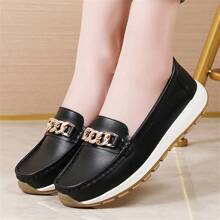 Comfortable Women Round Toe Loafers, Lightweight, Artificial Leather Upper, Soft PU Outsole, Elegant Flat Shoes For All Seasons