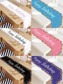 1pc 35*180cm Colorful Dot Style Happy Birthday Table Runner, Birthday Babe Shower Party Family Holiday Party Decoration Supplies, Room Table Decoration Supplies, Table Cloth Table Cover - Happy Birthday - View 1