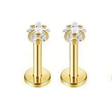 1 Pair Of 16G Stainless Steel Round Heart Five-Pointed Star Zirconia Lip Stud Nose Stud Lip Stud Monroe Lip Ring Spiral Earrings