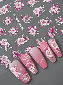 1 st 5D Reliëf Nagelstickers Bloemen Nagelstickers Zomer Nail Art Stickers DIY Ontwerp Decoratie Accessoires Charms