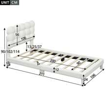 Sweiko 90*200cm Flat Bed, Upholstered Bed, Anti-Lamb's Wool, Comfortable Headboard Upholstery, Three-Way Adjustable Headboard, Pink Appearance, Fashionable And Simple, White - 白色 - 查看 5