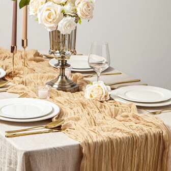 1PC/Set Cheesecloth Table Runner Boho Rustic Gauze Cheese Cloth Table Runner For Wedding Party Bridal Baby Shower Birthday Reception Feasts Ceremoy Table Decorations