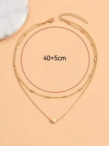 1pc Fashionable Double-Layer Heart Pendant Necklace, Minimalist Golden Heart Necklace, Adjustable Size, Suitable For Women's Daily Wear