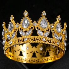 1 pezzo Tiara e corona in cristallo per donna, diadema con strass per festa, ballo, nozze, accessori per capelli, gioielli, corona, tiara, regalo - Multicolore - Visualizzare 3