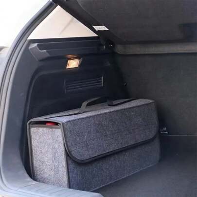 Bolsa de almacenamiento de fieltro gris oscuro para el maletero del coche, disponible en tres tamaños. Caja de almacenamiento de fieltro para el coche, ampliada y reforzada. Caja de almacenamiento de fieltro suave para el hogar. Caja de almacenamiento para el coche para guardar artículos varios de manera ordenada (sin adhesivo posterior)