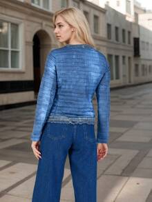 女式加大码羽绒夹克轻便牛仔开衫秋冬外套