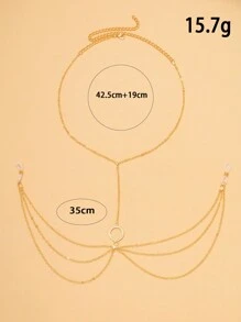 Stonefans 圆形乳头链非穿孔珠宝简约身体链水钻时尚比基尼分层胸部配饰派对