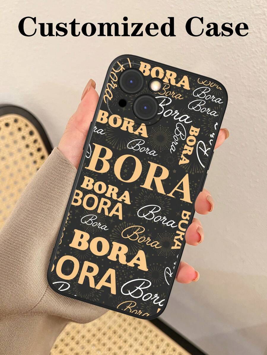 1 件时尚个性化黑色软手机壳，可定制各种生活、家庭、风景、婚礼照片 - 黑色 - 查看 1