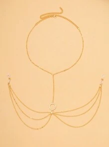 Stonefans 圆形乳头链非穿孔珠宝简约身体链水钻时尚比基尼分层胸部配饰派对