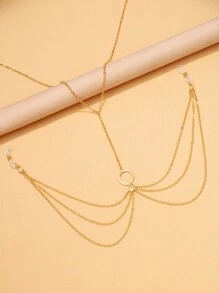 Stonefans 圆形乳头链非穿孔珠宝简约身体链水钻时尚比基尼分层胸部配饰派对