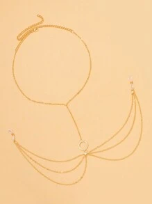 Stonefans 圆形乳头链非穿孔珠宝简约身体链水钻时尚比基尼分层胸部配饰派对