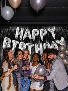 2 件/包铝箔窗帘背景银色金属丝箔流苏窗帘照片展位道具适用于生日婚礼订婚派对单身派对圣诞节节日庆祝派对装饰