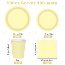 10 件/20 件/40 件，马卡龙黄色粉彩盘子和餐巾派对用品一次性餐具套装彩虹扇形盘子和餐巾适用于生日派对婚礼派对 - 彩色 - 查看 8