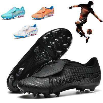 New Men Seamless Upper Match Training Soccer Cleats, Anti-Skid AG Spikes, Breathable Adult Football Boots, Couples Outdoor Professional Grass Football Shoes, Classic Black Lightweight Leather Sport Soccer Shoes