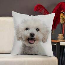 MEMNUN 1pc Cute Puppy Design Square Pillowcase - Zip Closure, Machine Washable Polyester Smart Dogs Pet-Theme Printed Pillow Cover Perfect For Sofa & Home Festival, Birthday Party Decor, 17.7inches (Pillow Core Not Included) Gifts Graduation School Decor School Surprise Dormitory Decor Back To School Home Decor Room Decor School Supplies - Multicolor - View 15