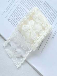 1pc Handmade Ivory Mesh Embroidered Floral Lace Ribbon Bowknot Hair Accessory Materials