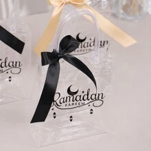 5 sztuk Eid Mubarak torba prezentowa Ramadan Kareem woreczek z tworzywa sztucznego woreczek na ciasteczka i cukierki muzułmańskie islamskie artykuły dekoracyjne na imprezę Ramadan