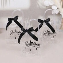 5 sztuk Eid Mubarak torba prezentowa Ramadan Kareem woreczek z tworzywa sztucznego woreczek na ciasteczka i cukierki muzułmańskie islamskie artykuły dekoracyjne na imprezę Ramadan