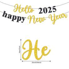 1 套，再见 2024 你好 2025 新年 DIY 闪光横幅金色闪光悬挂彩旗花环用于新年前夜装饰 2025 新年快乐装饰、NYE 派对用品、闪光再见 2024 装饰 - 彩色 - 查看 19