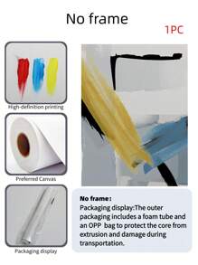 1 幅黄色、蓝色和白色几何艺术 - 现代印刷帆布 - 海报 - 墙壁艺术 - 无框帆布画 - 卧室、家庭办公室、厨房、浴室 - 室内/室外悬挂画 墙壁装饰、房间装饰画礼物 生日毕业 - 彩色 - 查看 7