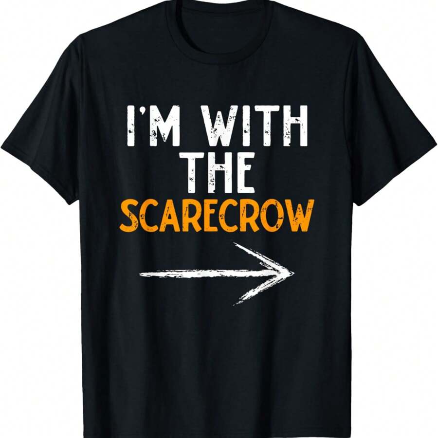 I'm With The Scarecrow Costume Halloween Couple Matching T-Shirt