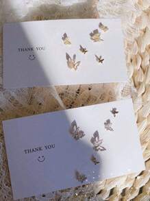 6pcs/Set Elegant Butterfly Stud Earrings Set, Minimalist Design, Small Ear Cuff Earrings For Women - Silver three-dimensional butterfly six-piece set - View 4