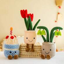 Jellycats Stuffed Plush Plants Lifelike Potted Plant Plush Doll Succulent Pine Tree Cake Bamboo Cactus Pillow Cushion Toy DecorJ - 珊瑚橙 - 查看 4