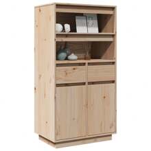 Solid Pine Highboard 60x4165 Cm Stylish Storage Cabinet For Living Room And Dining Area - Brown - View 3