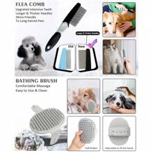5 sztuk/zestaw prezent dla miłośników kotów/psów i psów/mam kotów kochających zestaw narzędzi do pielęgnacji zwierząt, prezent dla miłośników kotów/psów i psów/mam kotów kochających szczotkę dla zwierząt, dwustronny grzebień, szczotka do masażu kąpielowego, grzebień na pchły, z torbą do przechowywania, dostępne w kolorze szarym, różowym, niebieskim, odpowiednie dla miłośników kotów/psów i psów/mam kotów kochających pielęgnację zwierząt, kąpiel i opiekę zdrowotną