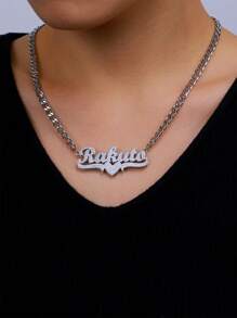 Collier personnalisé en 3D à double couche soudé avec couronne et pendentif en forme de cœur personnalisé à double pendentif. Chaîne gourmette en acier inoxydable pour homme et femme
